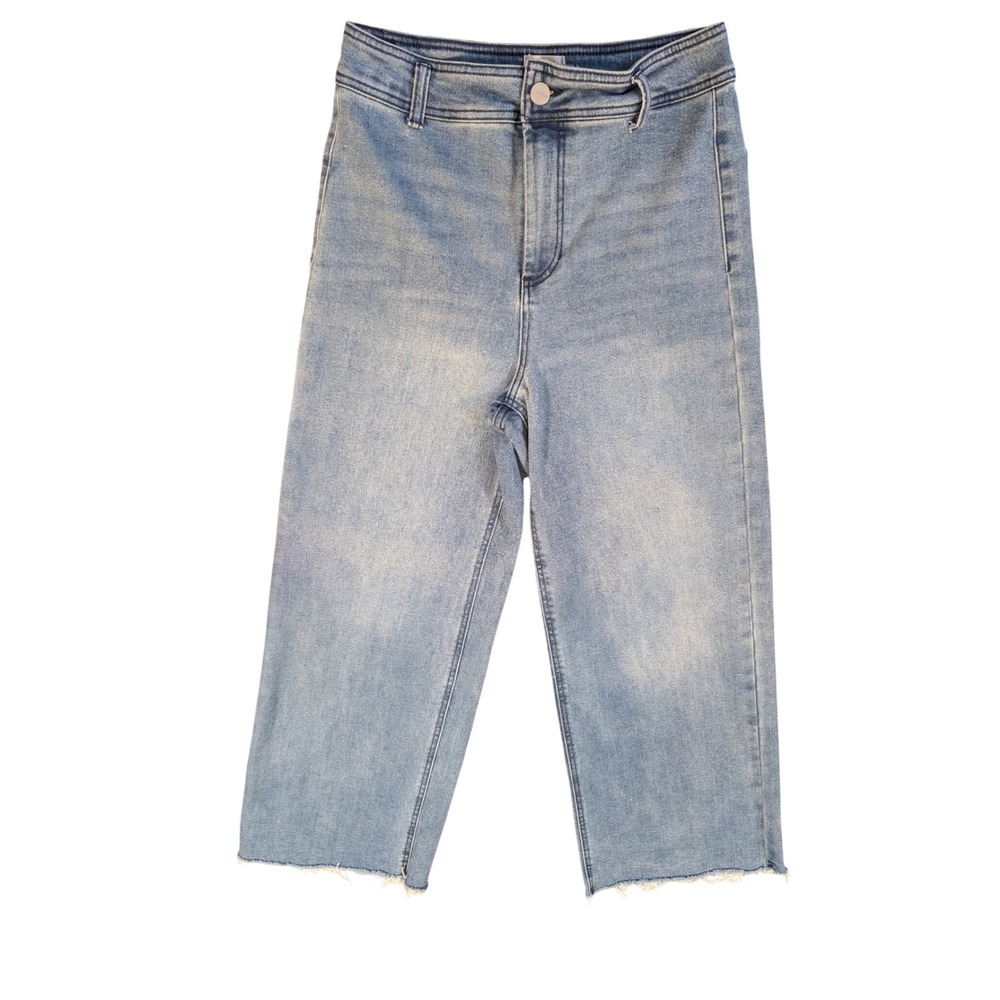 Odyn Women's High Rise Wide Leg Normal Wash Blue Denim Jeans Size 6/27